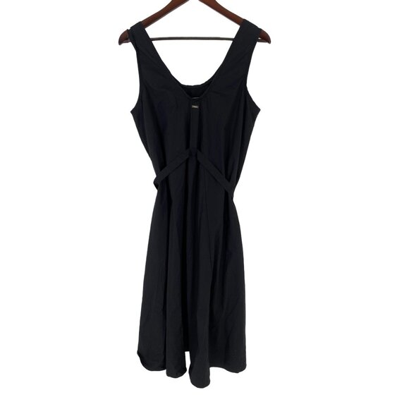 AX ARMANI EXCHANGE BLACK SLEEVELESS WAIST TIE FLOWY DRESS SIZE 12 - Picture 1 of 6